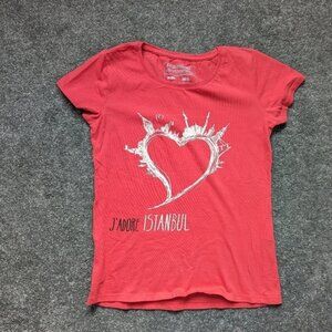Mavi Jeans J'adore Istanbul coral color cotton Tshirt Small Y2K vintage